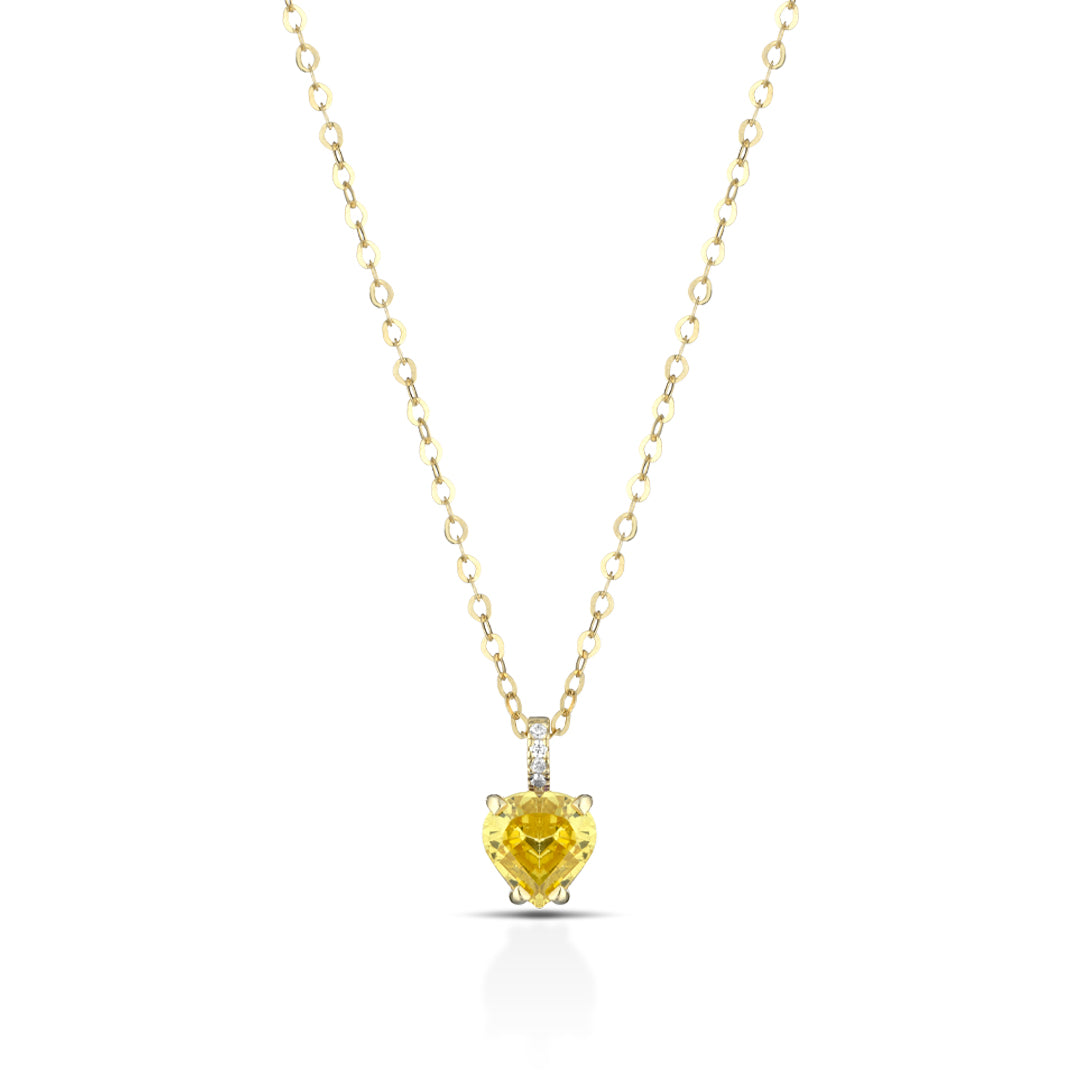 Collana Donna Kulto Argento Dorato 925 Cuore Zircone Giallo K925-146