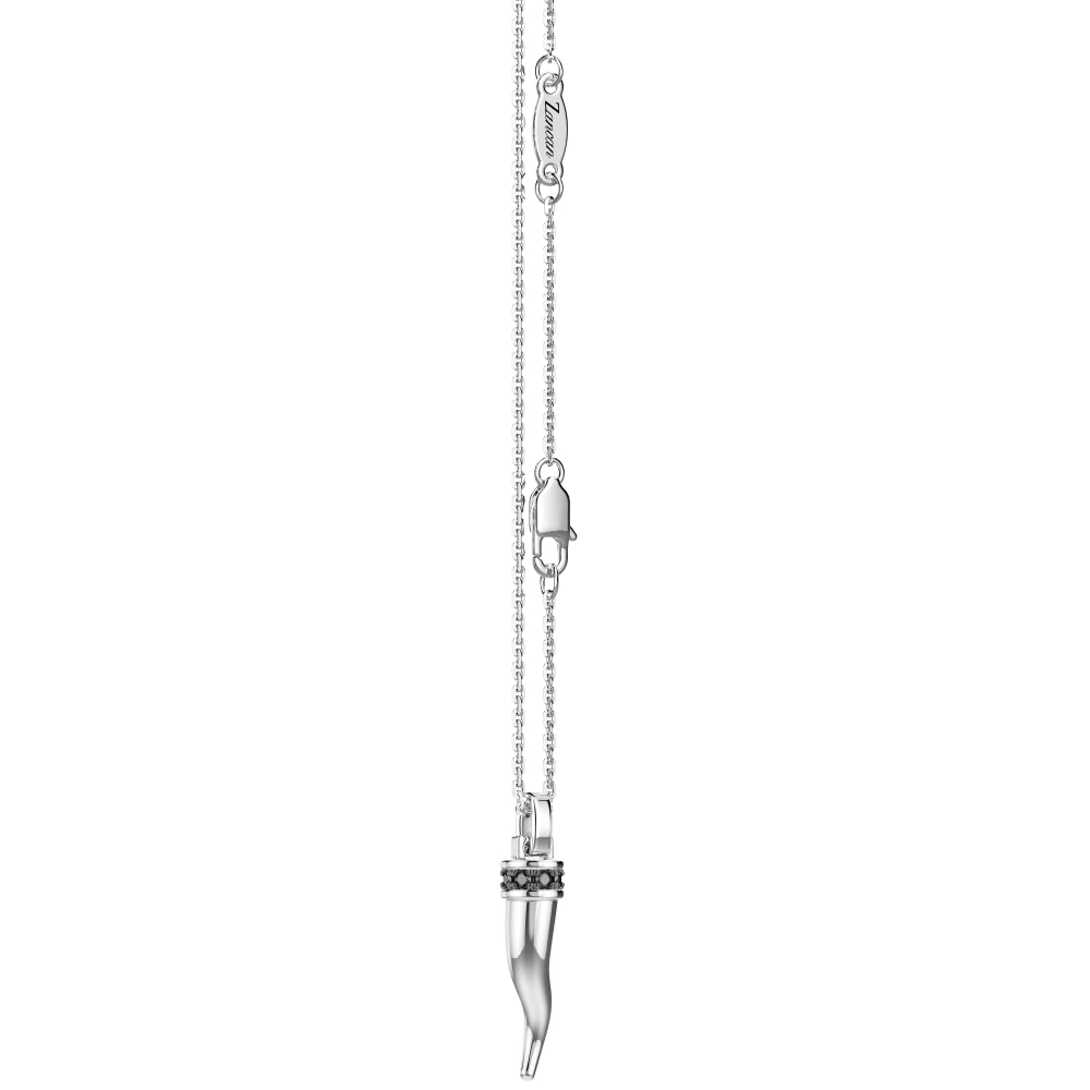 Collana Uomo Zancan Argento 925 Corno Pendente Zirconi Neri ESC186-NE