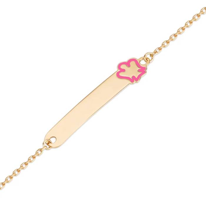 Bracciale Bimba Roberto Giannotti Oro 9 kt Targhetta Personalizzabile Angelo Rosa NKT377