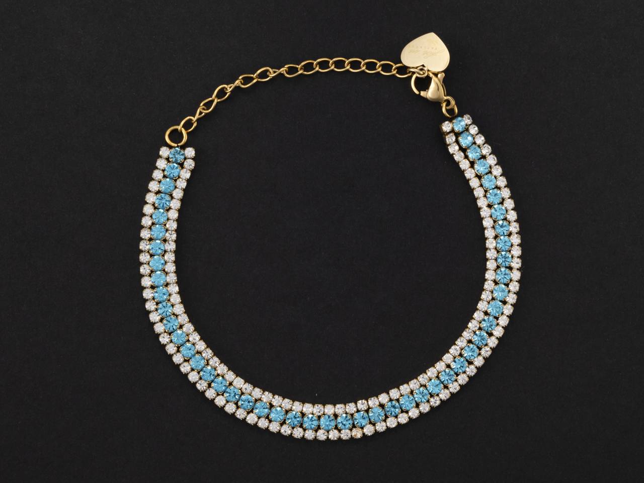 Bracciale Tennis Donna 4US Cesare Paciotti Acciaio dorato Con Zirconi Bianchi e blu 4UBR5501W