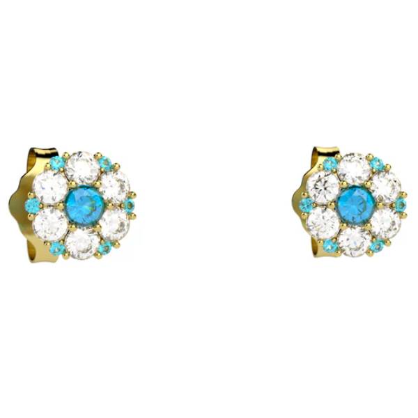 Orecchini Bambina Nanàn Argento 925 Fiorellino Azzurro Zirconi NAN0658