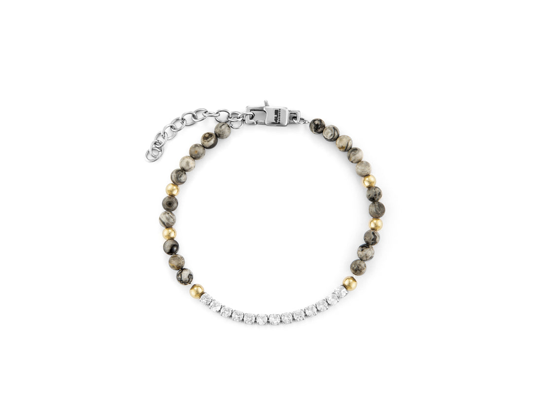 Bracciale Uomo Acciaio 4USCesare Paciotti PDV Oro Grigio Zirconi Bianchi 4UBR6216