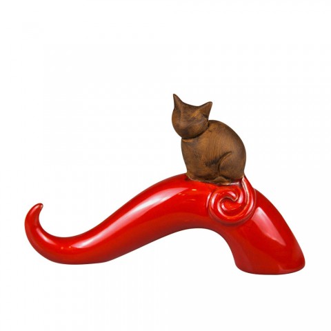 Corno Portafortuna Da Scrivania Gattino Rosso TE082