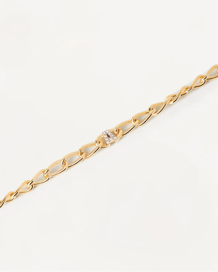 Bracciale Donna PDPaola Argento 925 Dorato Catena Iniziale A Zirconi PU01-538-U