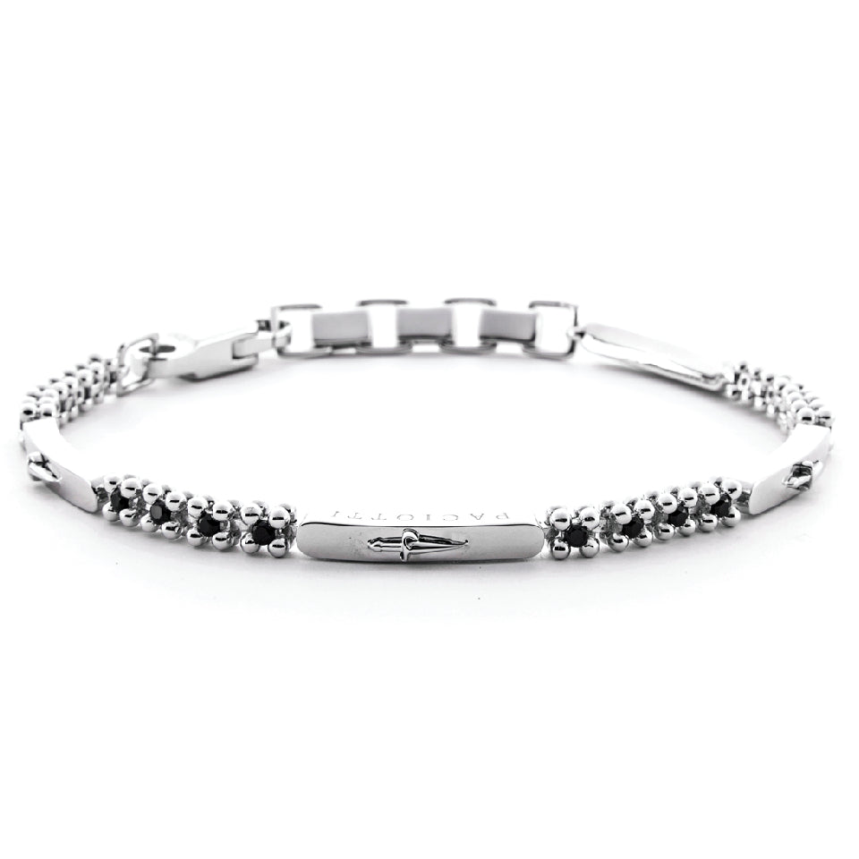 Bracciale Uomo Cesare Paciotti Tennis Argento Spinelli Neri JPBR5086B