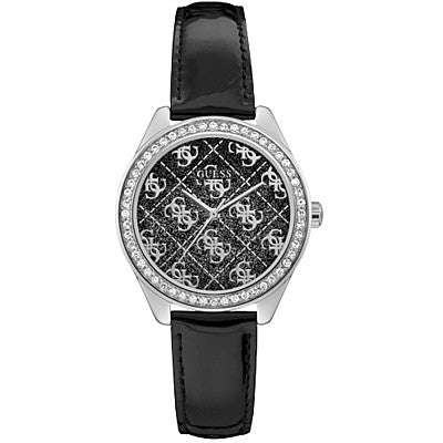 Orologio Donna Guess Quarzo Solo Tempo Acciaio Pelle Nero Zirconi GW0098L2