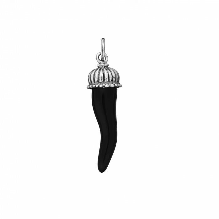 Charm Unisex Giovanni Raspini Argento 925 Corno Nero Cupola Realizzato A Mano 08768