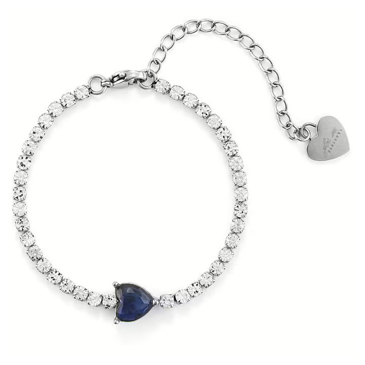 Bracciale Tennis Donna 4US Cesare Paciotti Acciaio Zirconi Cuore Blu 4UBR6258W