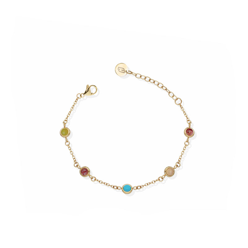 Bracciale Donna Liu Jo Acciaio Dorato Catena Rollò Pietre Colorate LJ2860
