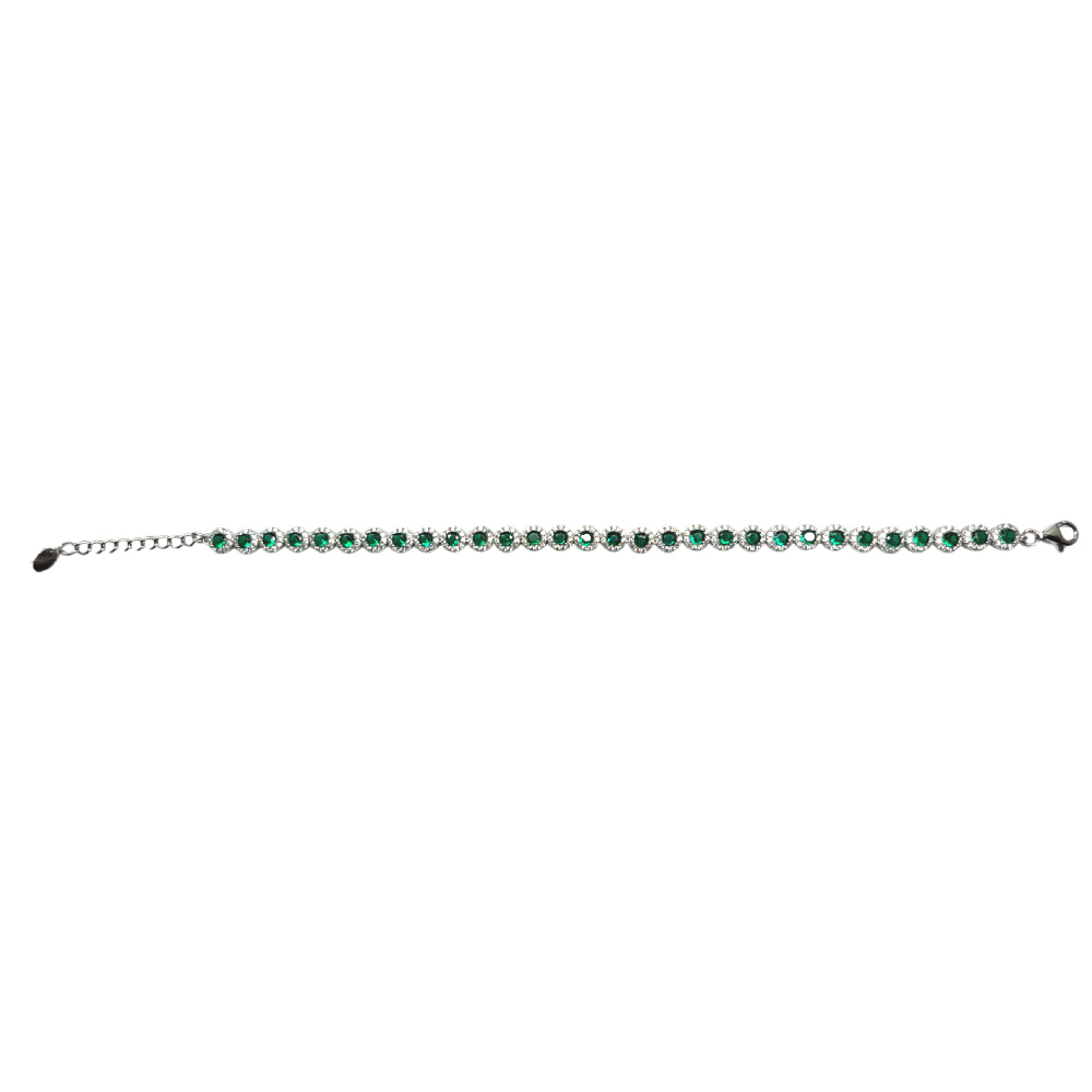 Bracciale Unisex Angelic Re Mida Tennis Argento Zirconi Bianchi Verdi Tennis-18