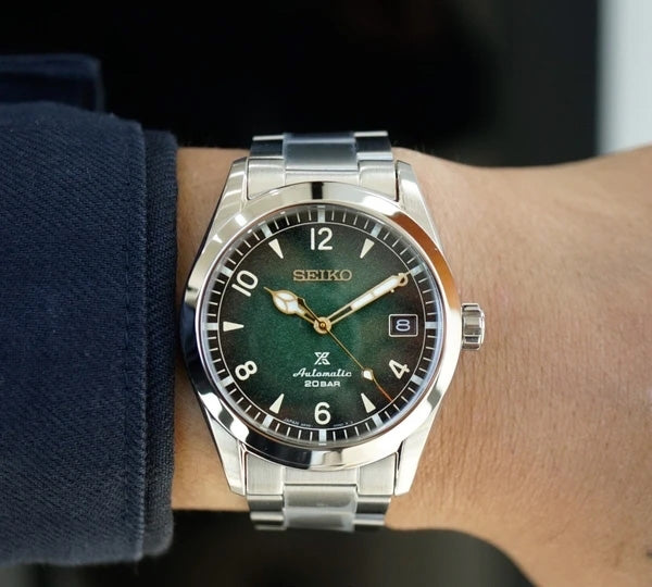 Orologio Uomo Seiko Alpinist Prospex Automatico Verde Indici Dorati Acciaio SPBJ155J1