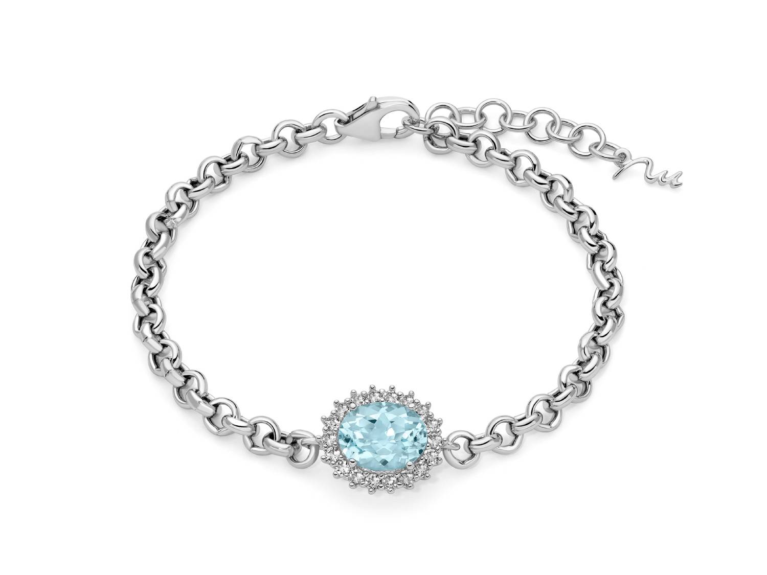 Bracciale Donna Miluna Argento 925 Topazio Azzurro Rotondo BRD1023