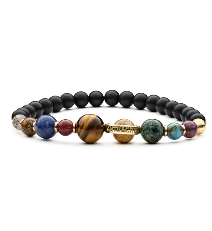 Bracciale Unisex Antracite Elastico Solar System Gold