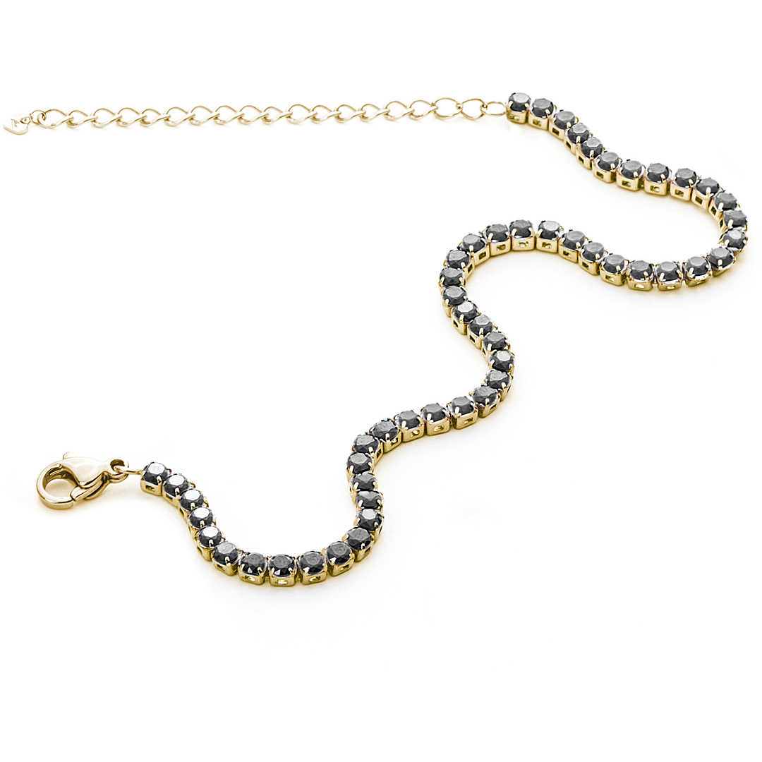 Bracciale Unisex 4US Cesare Paciotti Acciaio Dorato Zirconi Neri 4UBR4814W