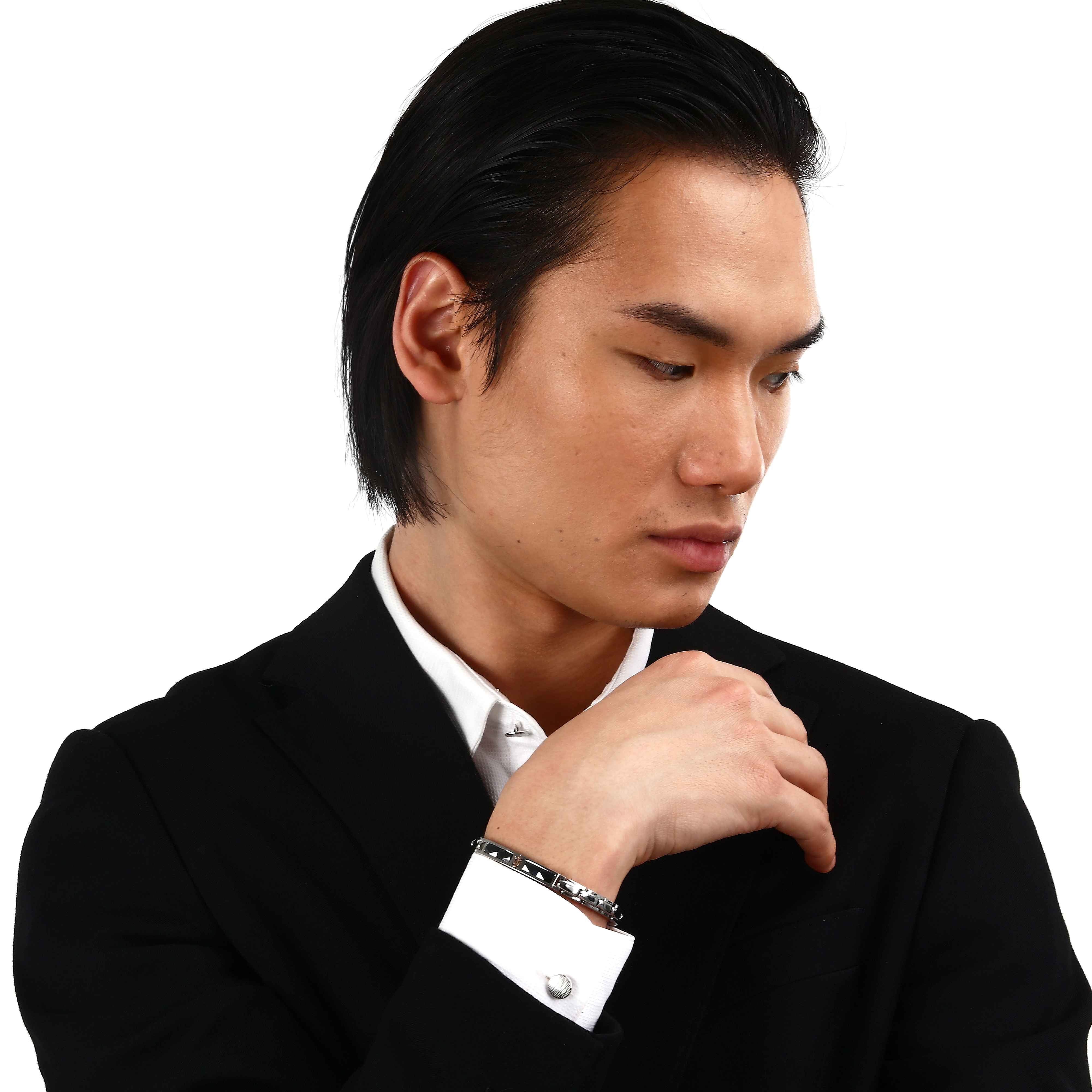 Bracciale Uomo Maserati Acciaio Ceramica Nera Logo Tridente JM224ATZ40