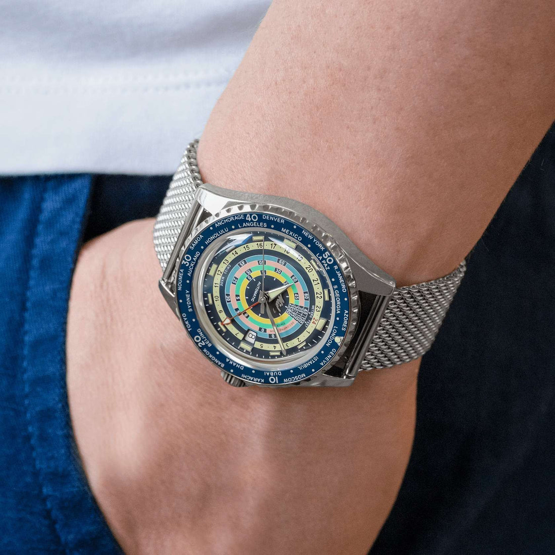 Orologio Uomo Mido Automatico GMT Ocean Star Decompression Data Blu M0268291704100
