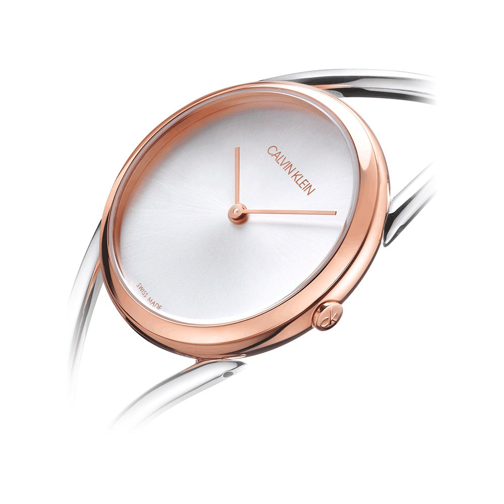 Orologio Donna Acciaio Calvin Klein Quarzo Solo Tempo Bicolore Argento Rosè KBA23626