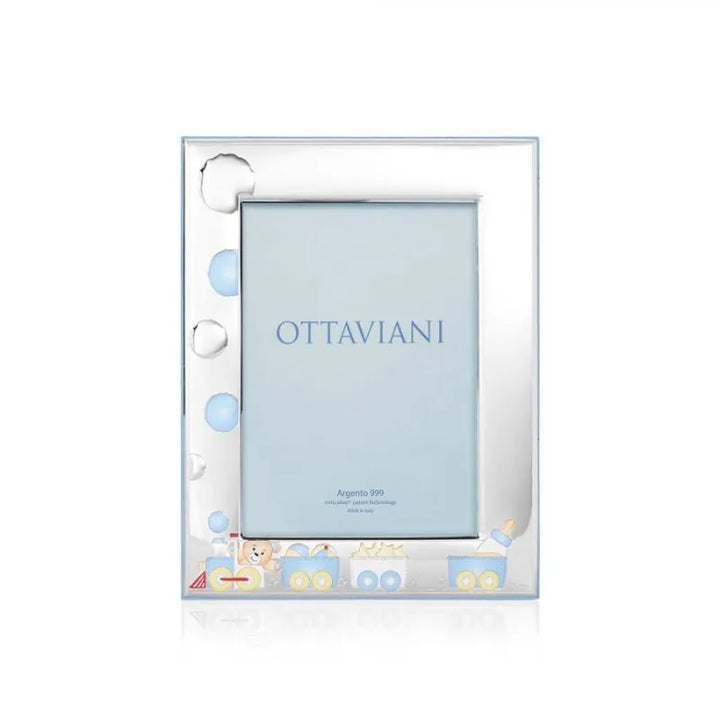 Portafoto Ottaviani Argento 999 Nascita Bimbo Trenino 9x13 7002BC