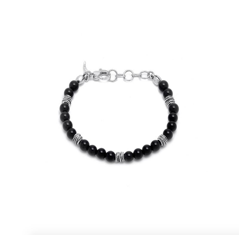 Bracciale Uomo Giovanni Raspini Argento 925 Biglie di onice nera 11653L