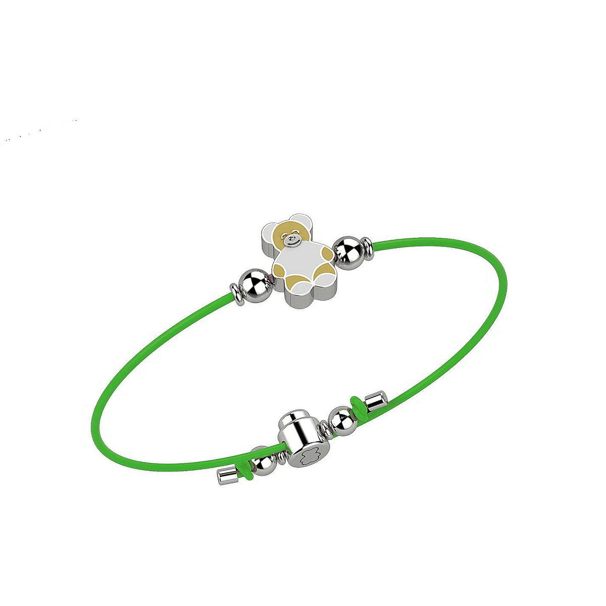 Bracciale Bambino Nanàn Argento 925 Cotone Verde Orsetto NAN0039