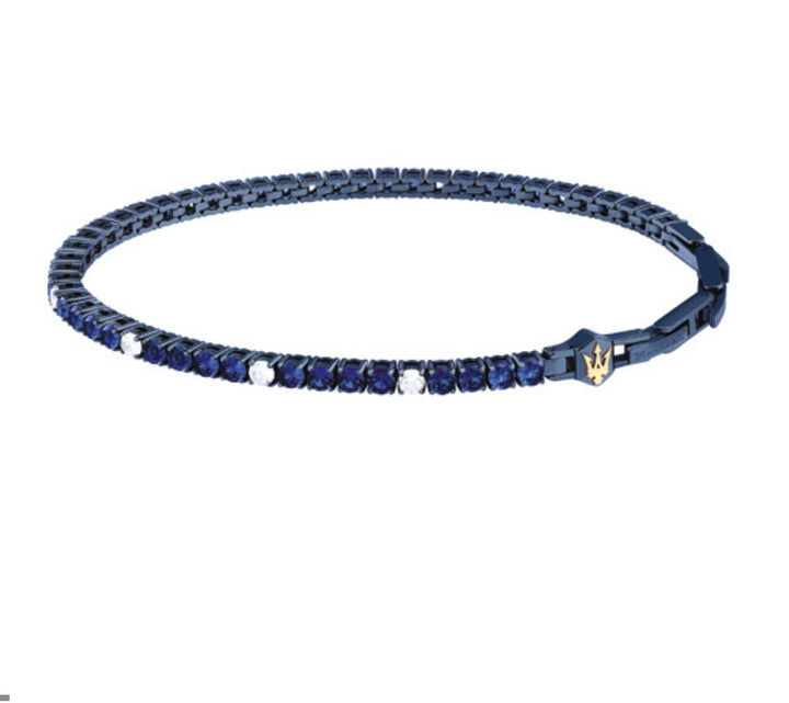 Bracciale Uomo Tennis Acciaio PVD Blu Zirconi blu e bianchi JM425AVC10