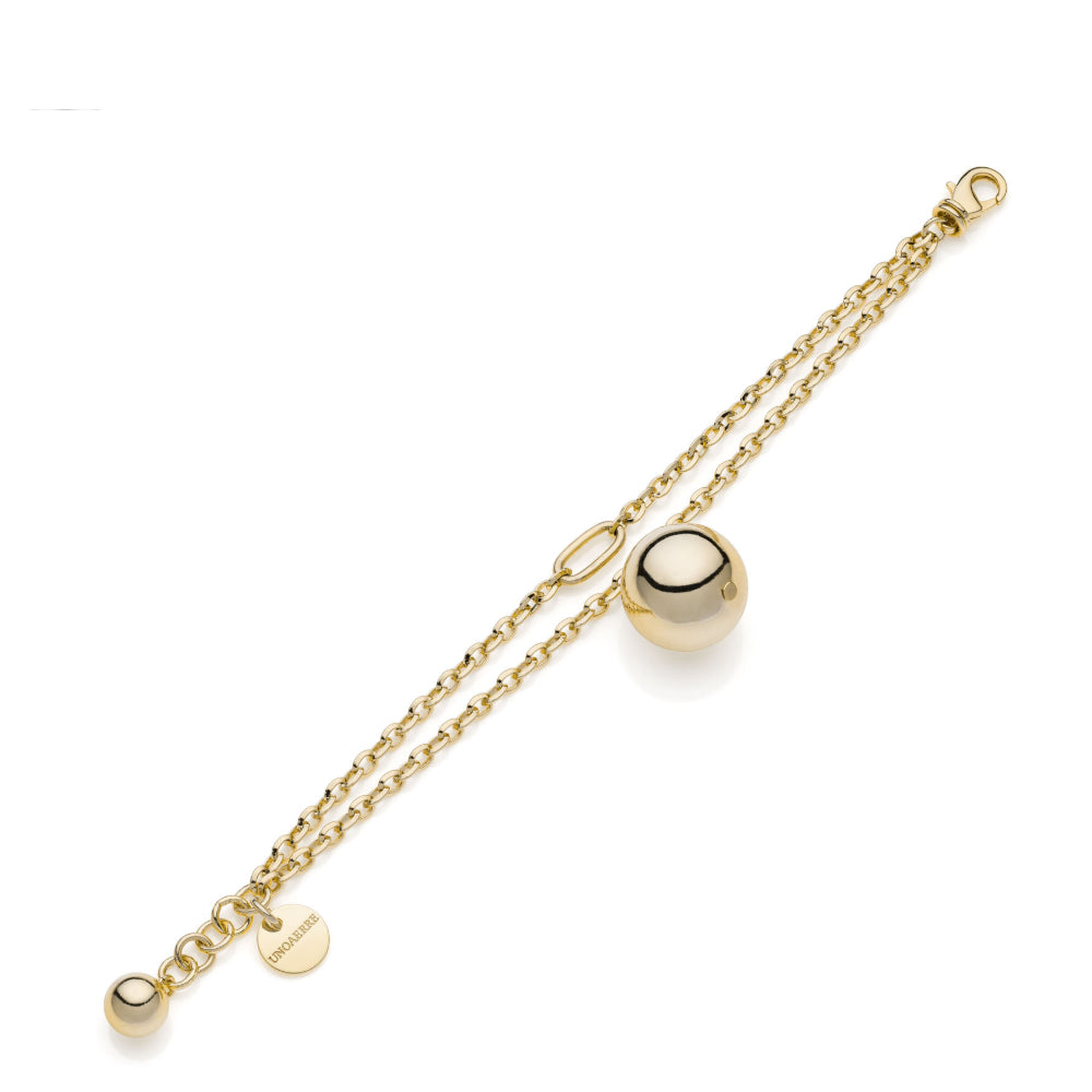 Bracciale Donna Unoaerre Bronzo Dorato Catena Anellini Sfera Pendente 549478