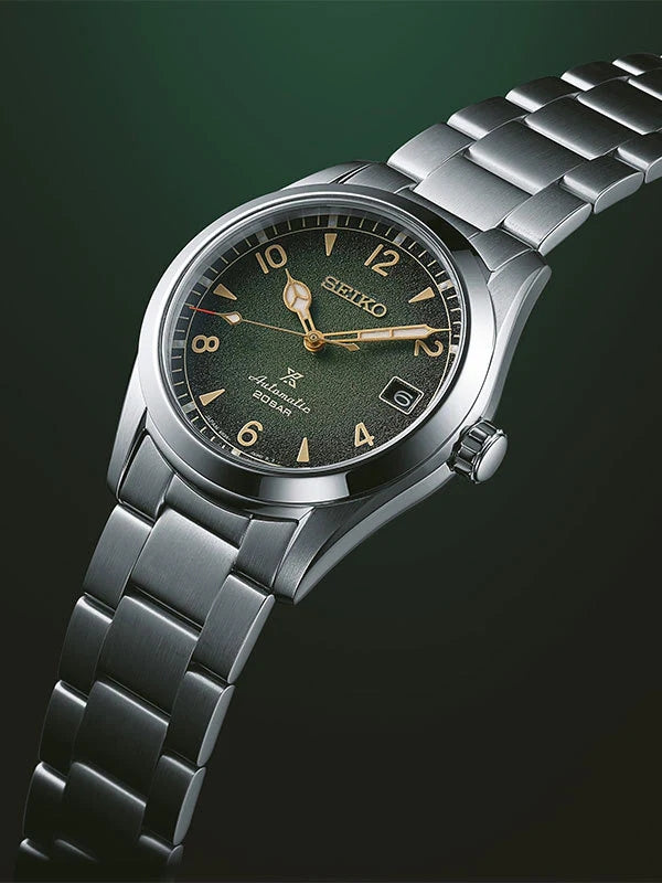 Orologio Uomo Seiko Alpinist Prospex Automatico Verde Indici Dorati Acciaio SPBJ155J1