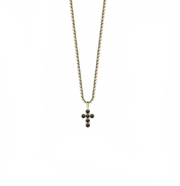 Collana Uomo Liu Jo Acciaio Gold Croce Zirconi Neri MLJ661