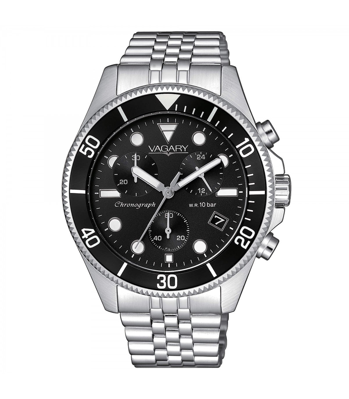 Orologio Uomo Acciaio Vagary Quarzo Cronografo Data Nero Jubilee VS1-019-55