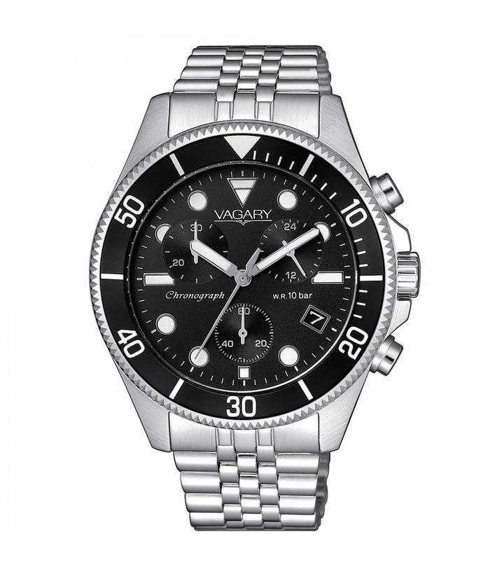 Orologio Uomo Acciaio Vagary Quarzo Cronografo Data Nero Jubilee VS1-019-55