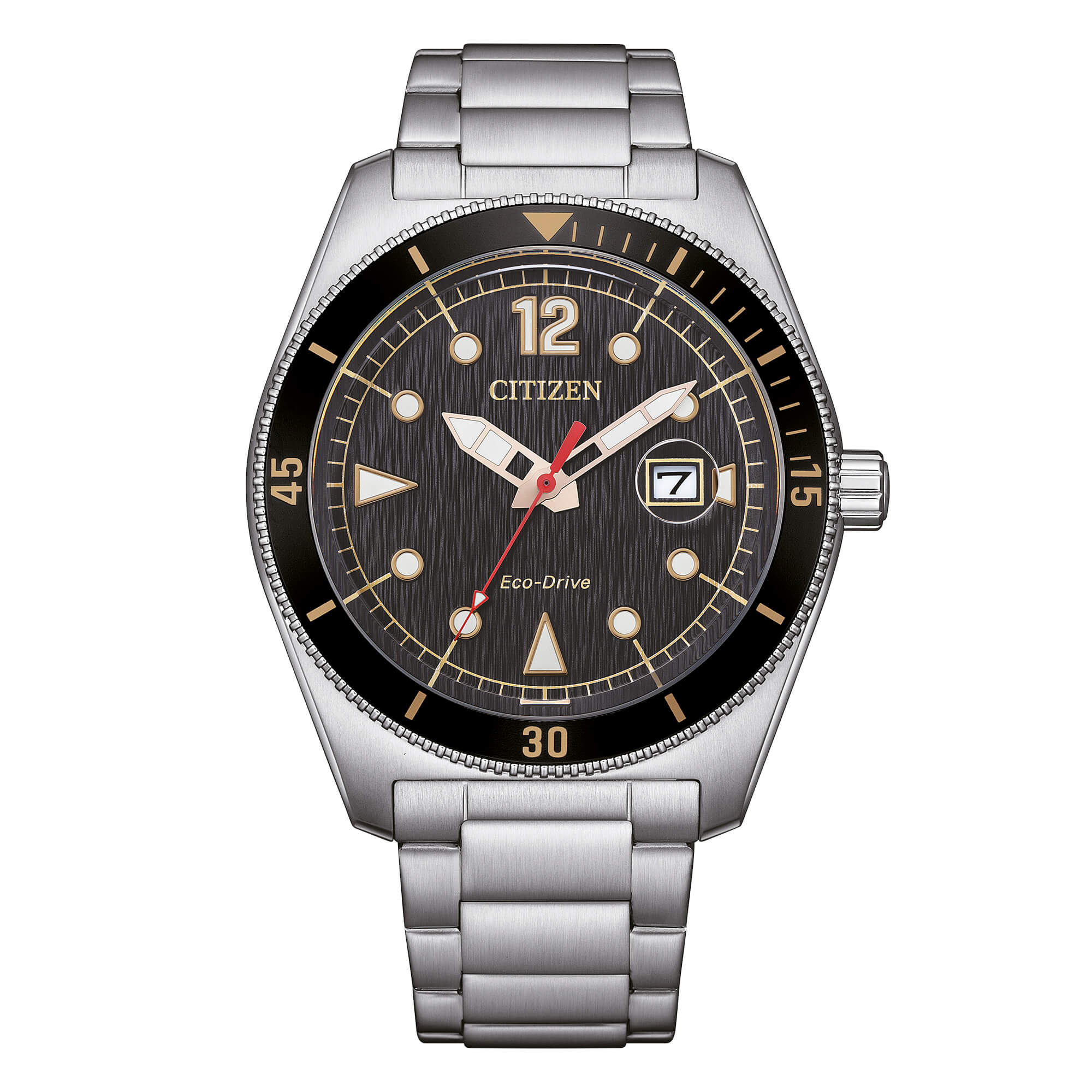 Orologio Uomo Citizen Nero Oro Eco-Drive Acciaio Data AW1888-53E