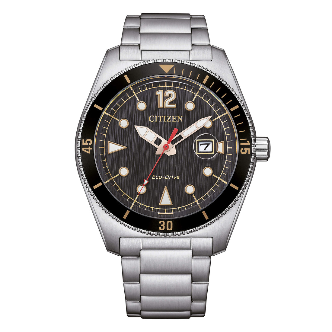 Orologio Uomo Citizen Nero Oro Eco-Drive Acciaio Data AW1888-53E