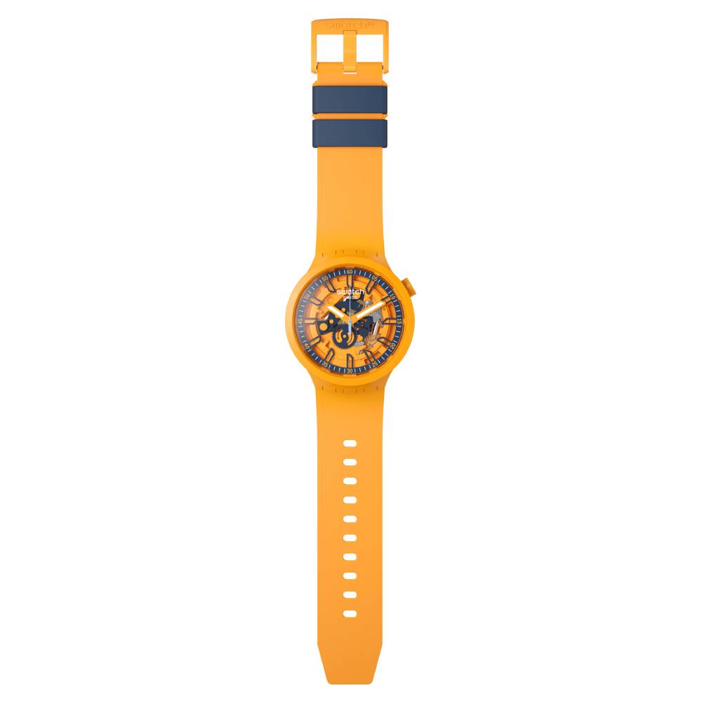 Orologio Uomo Swatch Bioceramic Quarzo Solo Tempo Arancione SB01O101