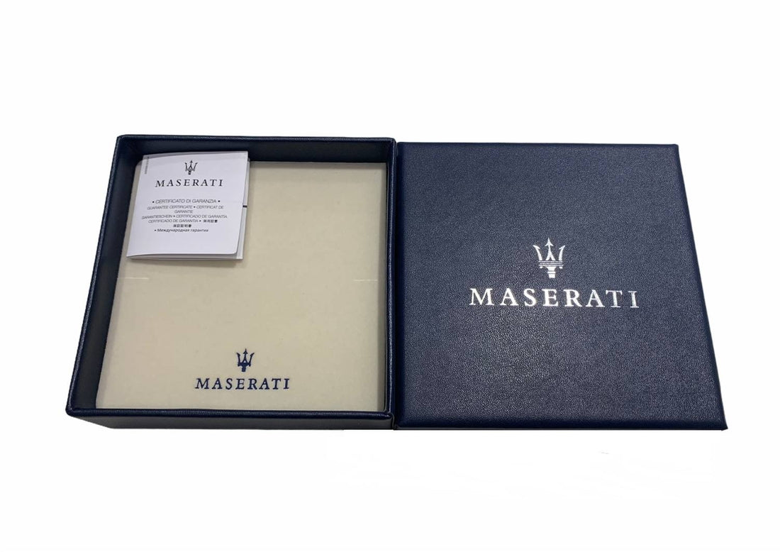 Bracciale Uomo Maserati Cuoio Nero Acciaio Logo Rosè JM422AVE13