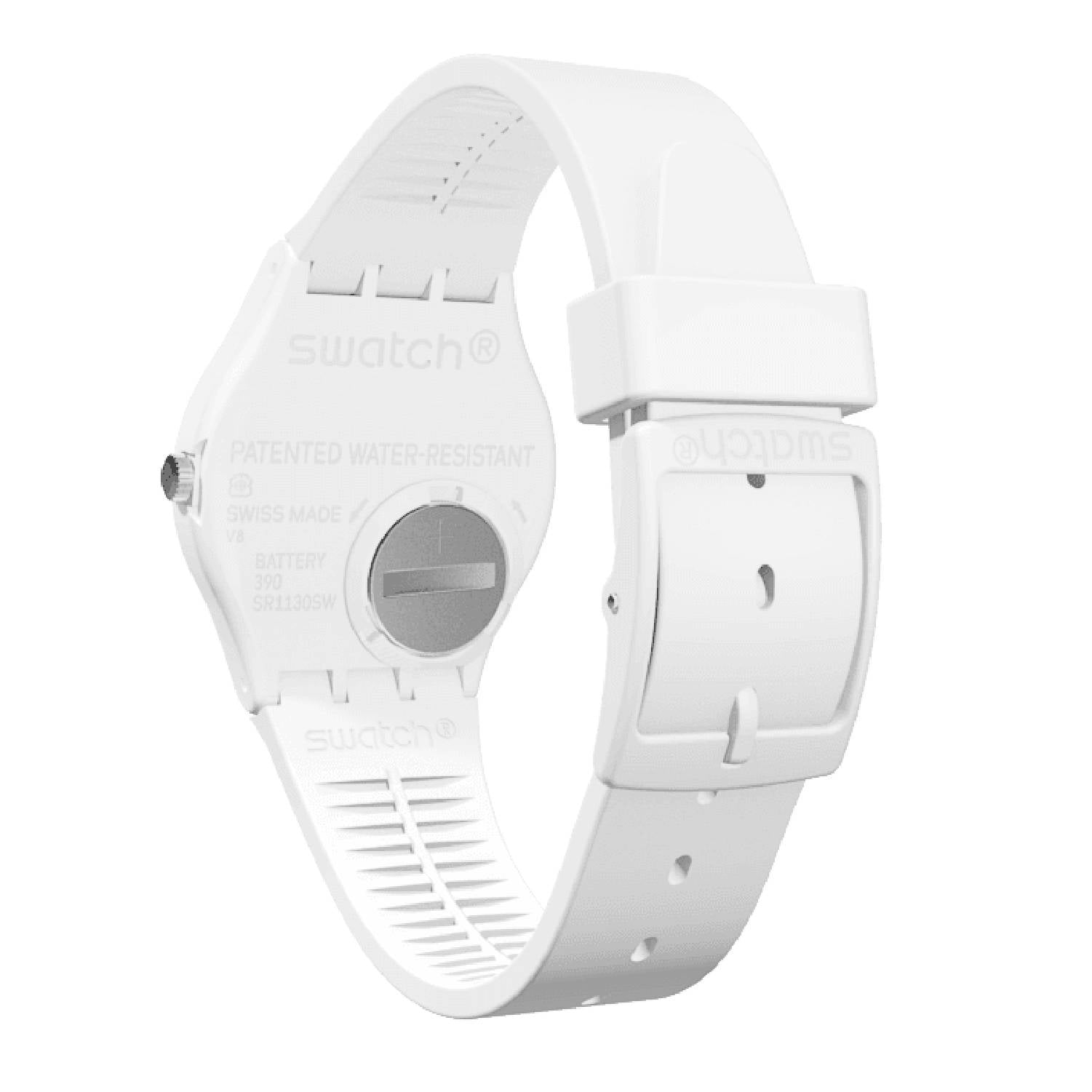 Orologio Donna Gomma Silicone Swatch Quarzo Solo Tempo Bianco Nero GW151O