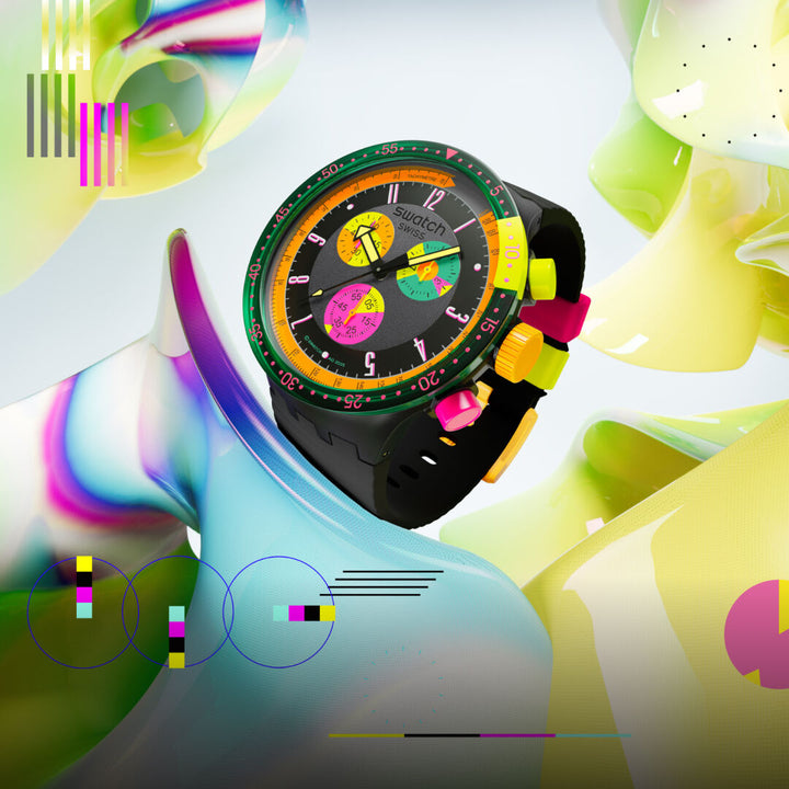 Orologio Unisex Swatch Neon Seppia 1990 Big Bold Crono SB02B104