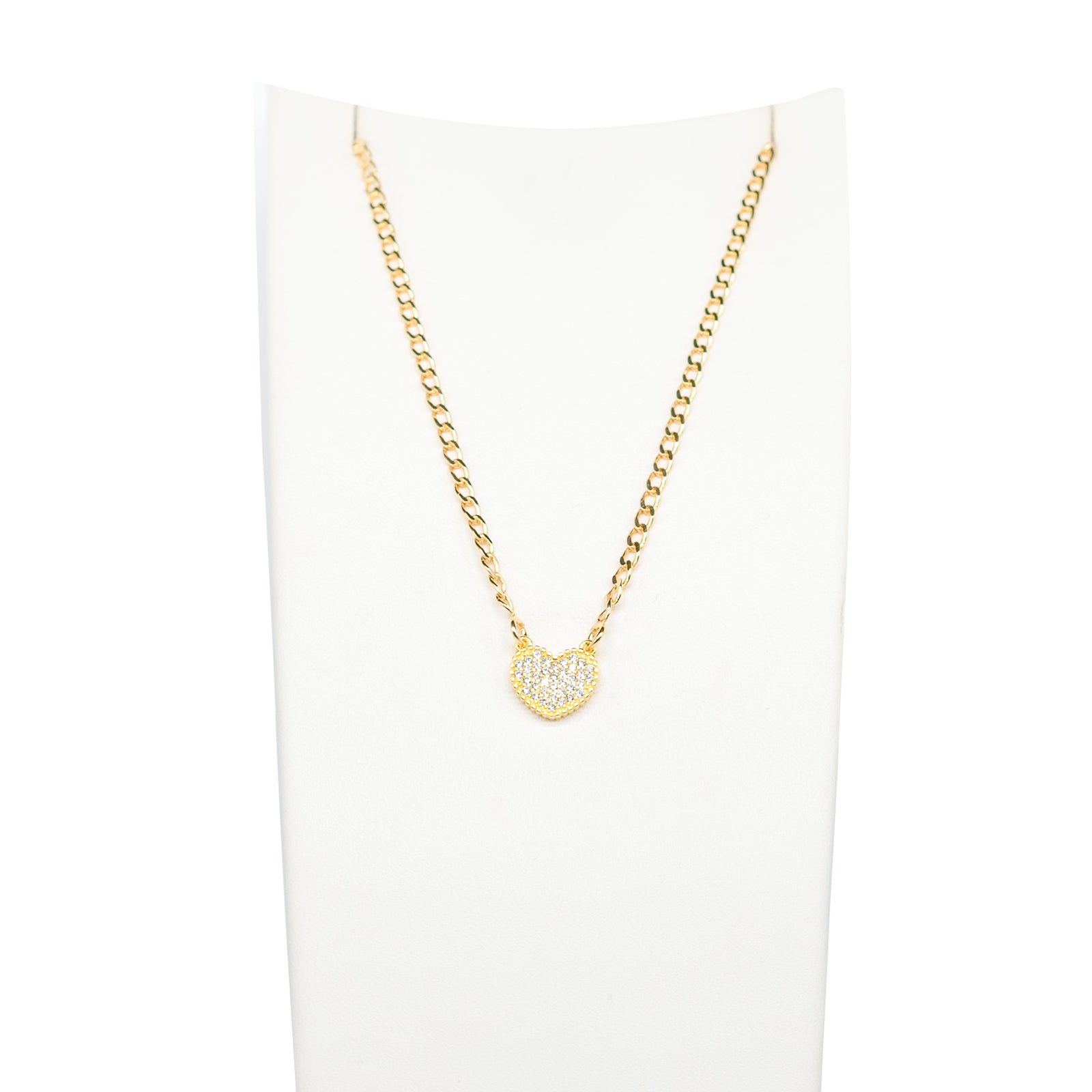 Collana Donna Re Mida Argento 925 Dorato Cuore Con Zirconi Bianchi C035