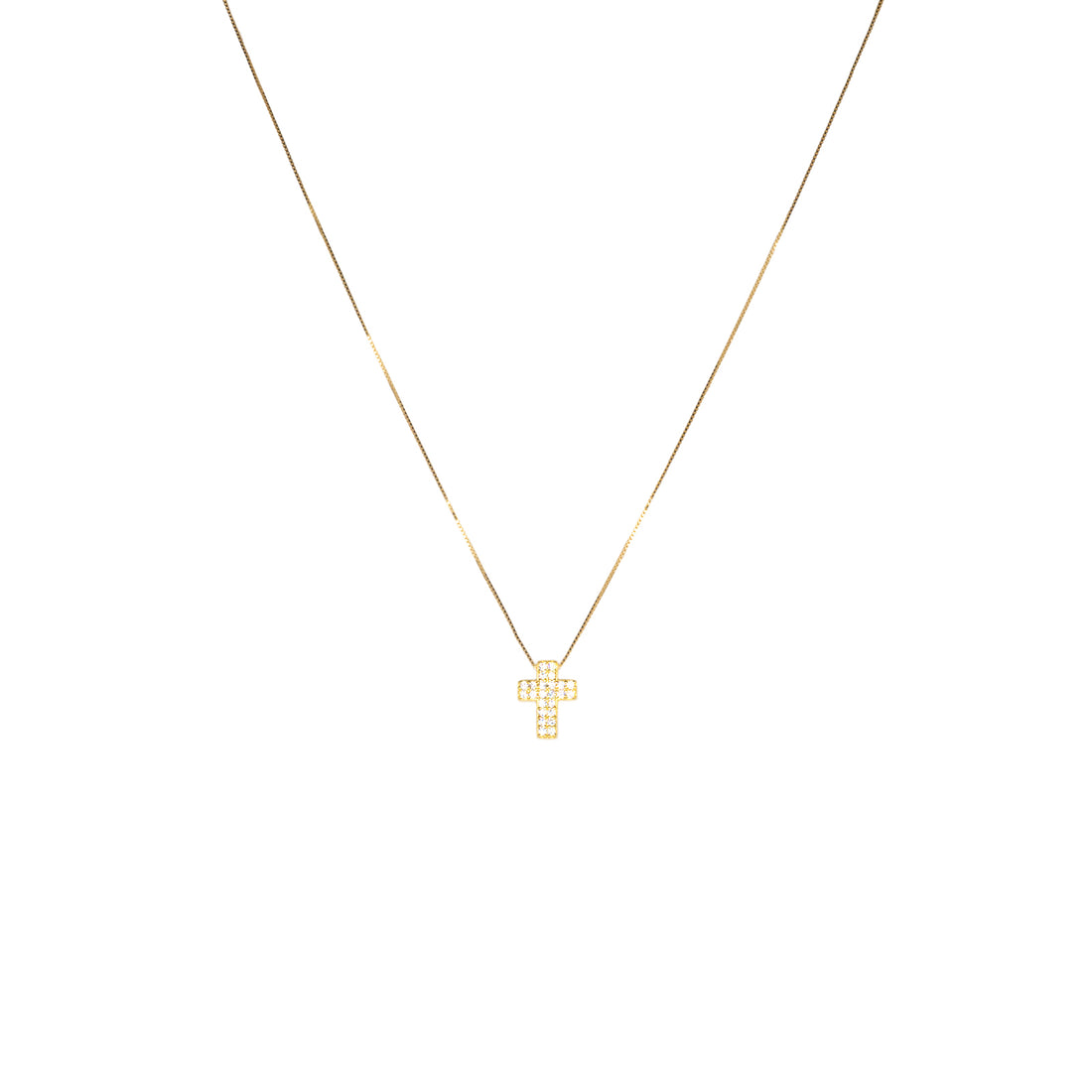 Collana Donna Re Mida Argento 925 Dorato Croce Zirconi Bianchi C019