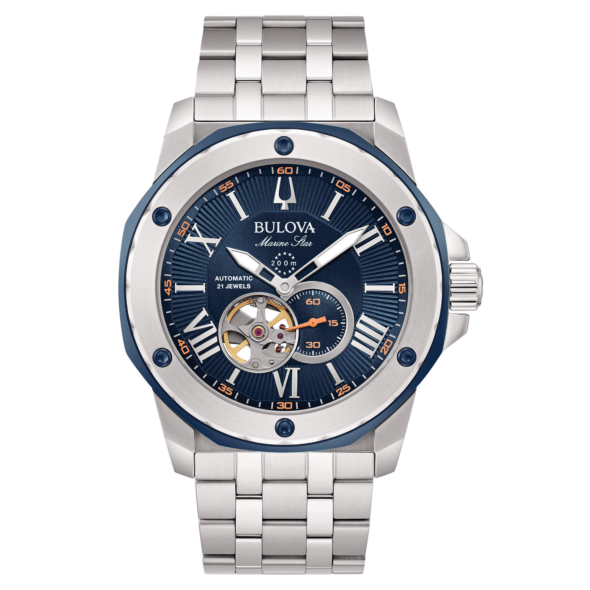 Orologio Uomo Bulova Automatico Solo Tempo Marine Star Acciaio Satinato Lucido 98A306