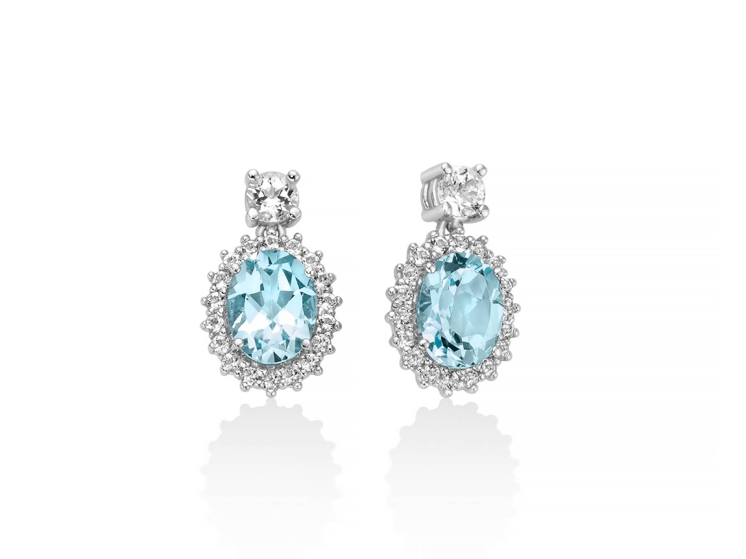 Orecchini Donna Miluna Argento 925 Topazio Azzurro Ovale ERD2968