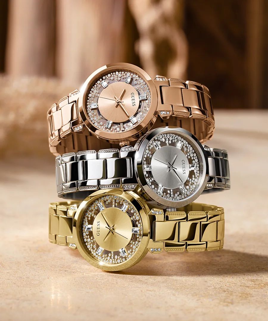 Orologio Donna Guess Quarzo Solo Tempo Zirconi Acciaio Dorato GW0470L2