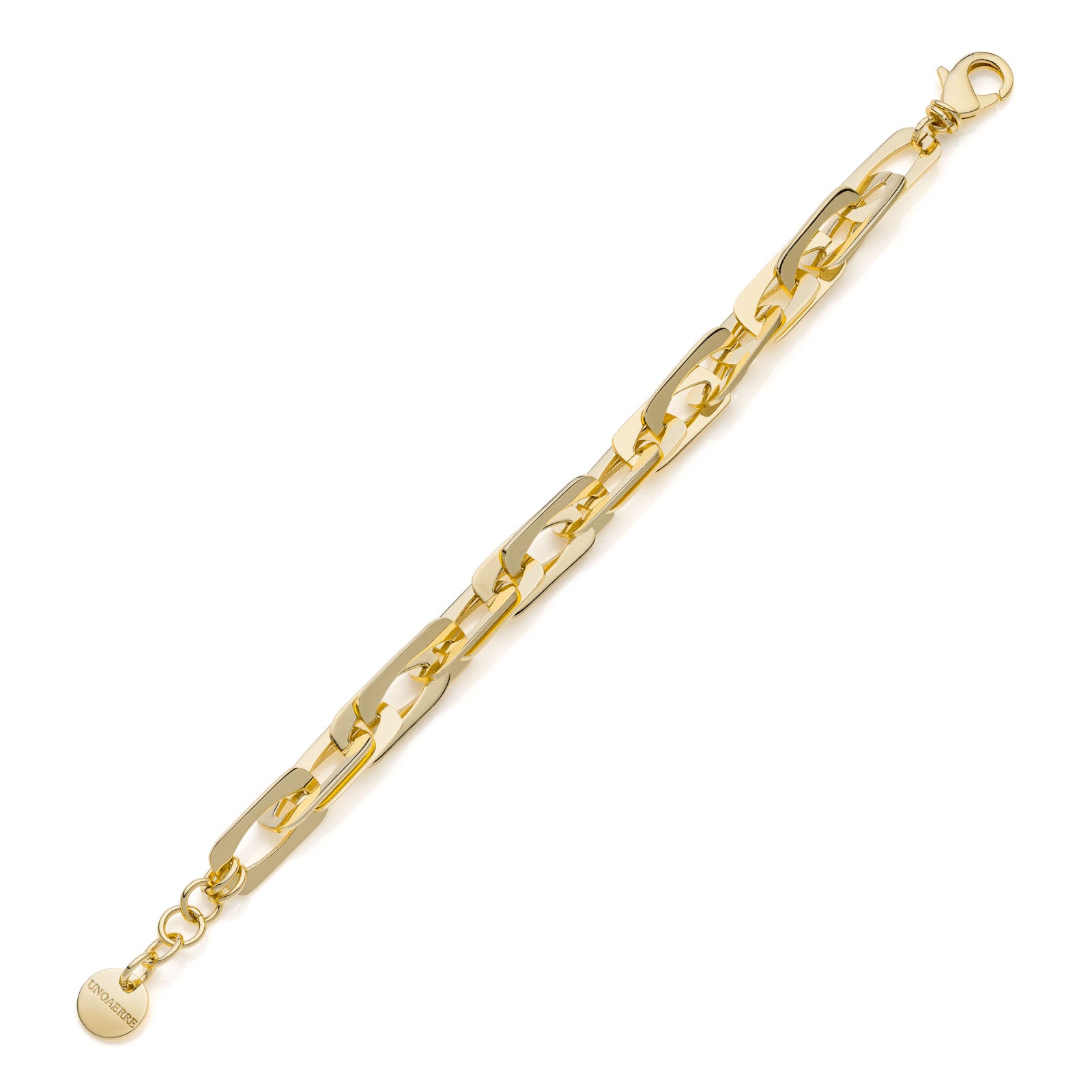 Bracciale Donna Unoaerre Bronzo Dorato Lucido Catena Anelli Ovali 549546