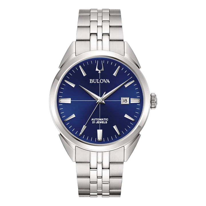 Orologio Uomo Bulova Automatico Blu Data Sutton Acciaio 96B425