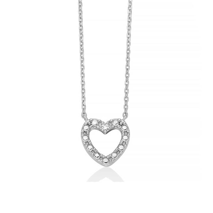 Collana Donna Miluna Oro Bianco 9 Kt Diamante Bianco Cuore CLD5091X