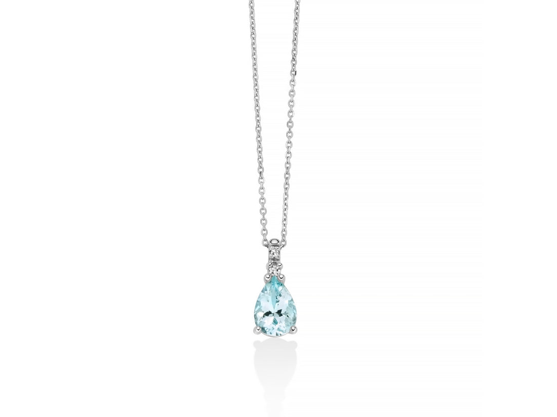 Collana Donna Miluna Acquamarina a Goccia e Diamanti CLD4726