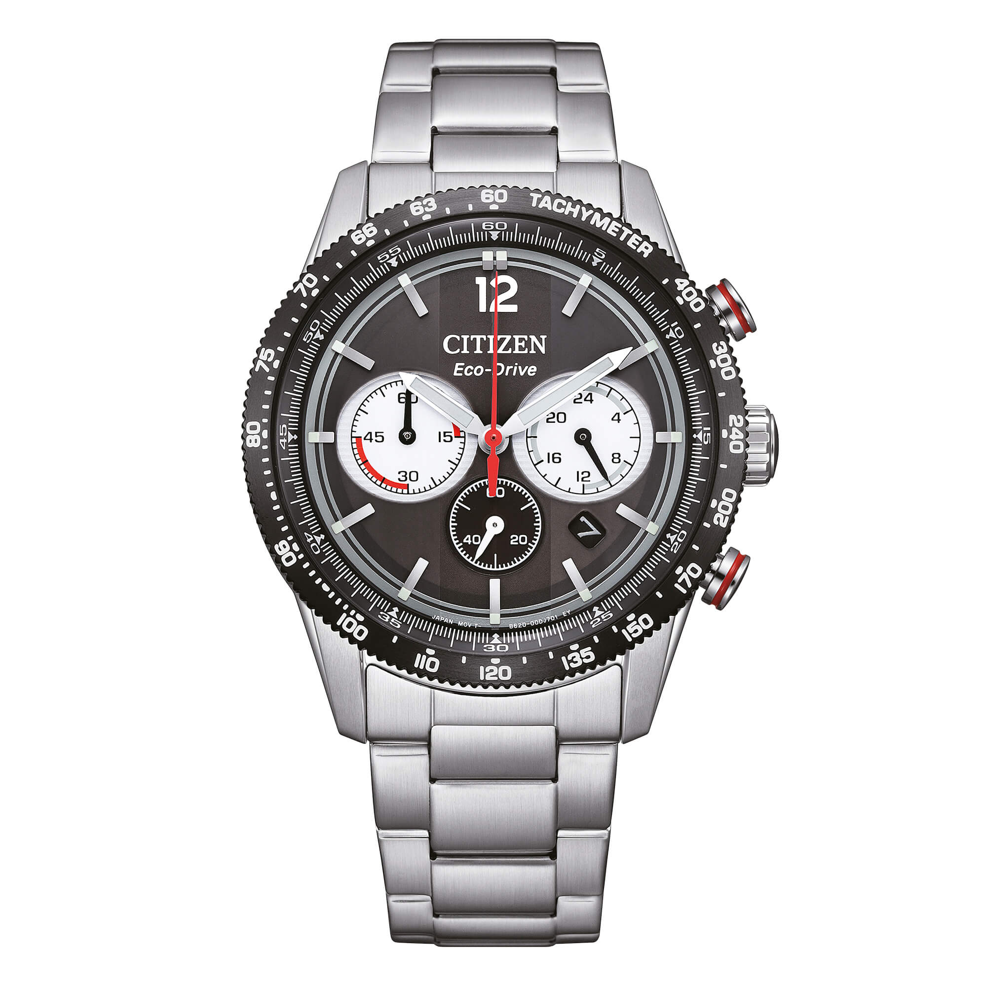 Orologio Uomo Citizen Nero Eco-Drive Cronografo Acciaio Data CA4714-55E