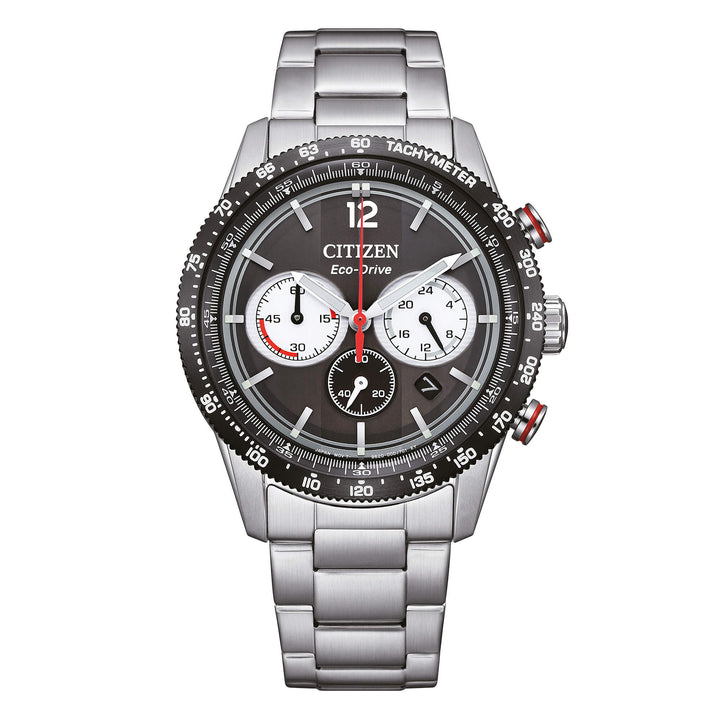 Orologio Uomo Citizen Nero Eco-Drive Cronografo Acciaio Data CA4714-55E