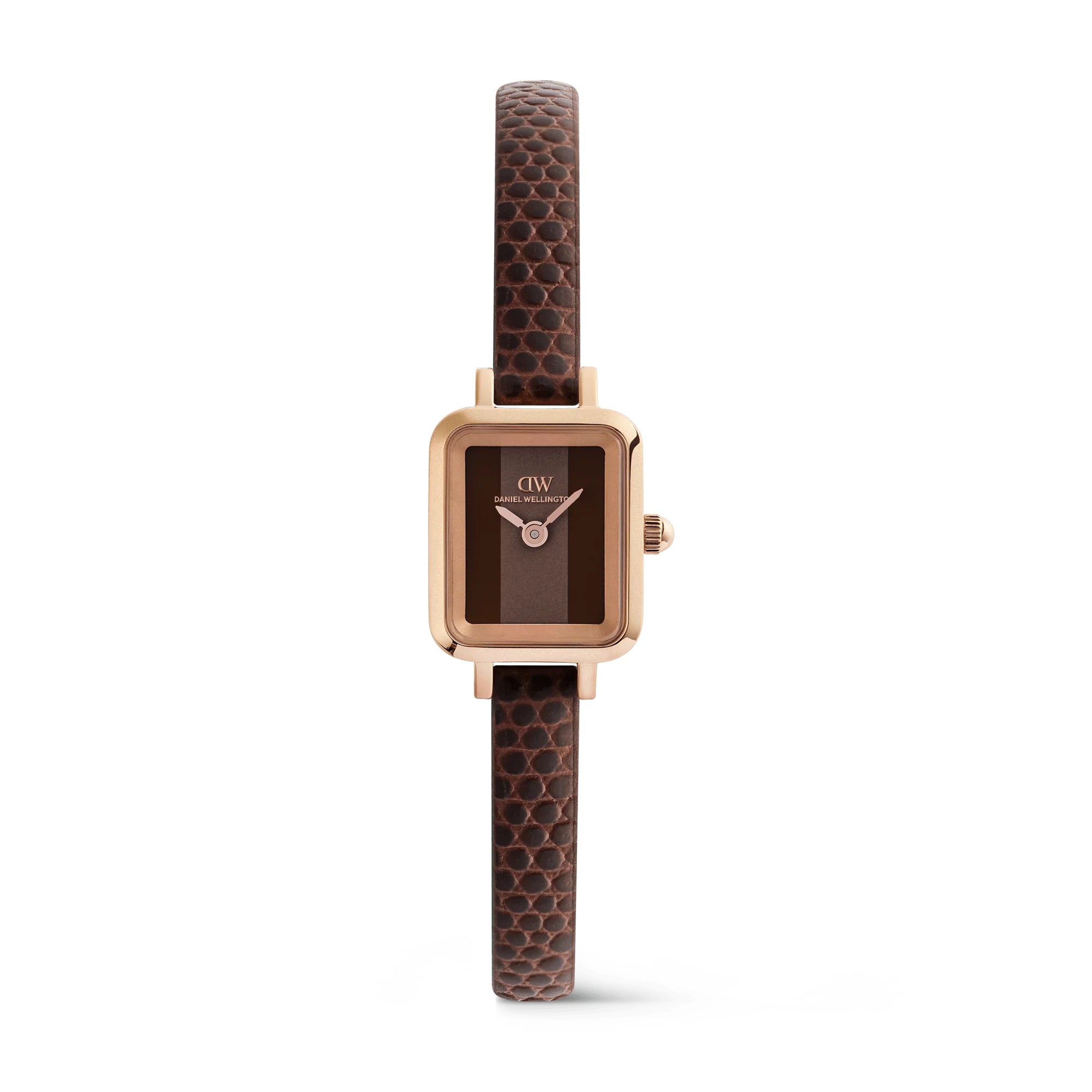 Orologio Donna Daniel Wellington Quadro Mini Pelle Marrone Lizard Padstow DW00100959