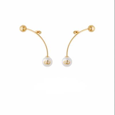 Orecchini Donna Liu Jo Acciaio Oro Pvd Doppia Perla Logo LJ3017