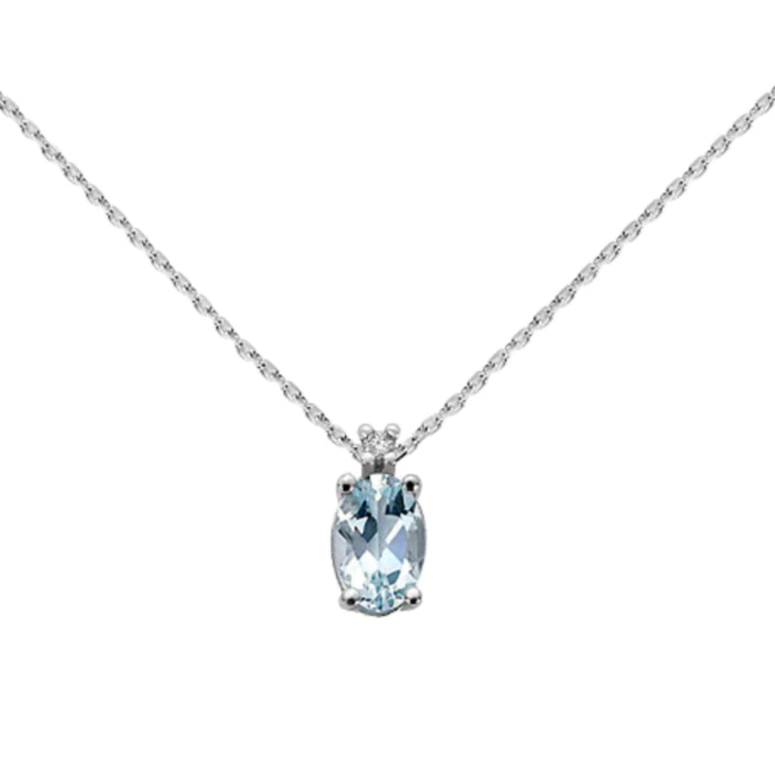 Collana Donna Mikiko Oro 18 Kt e acquamarina ovale con Diamanti